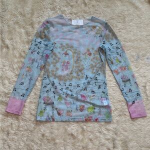 Dauphinette Mesh Long Sleeve Top in Bad Girls Go to Heaven Print - Size Medium